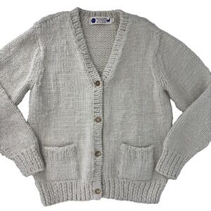 Industry Of All Nations Undyed Alpaca Hand-Knit Cardigan Size Medium Heavy Horn‎
